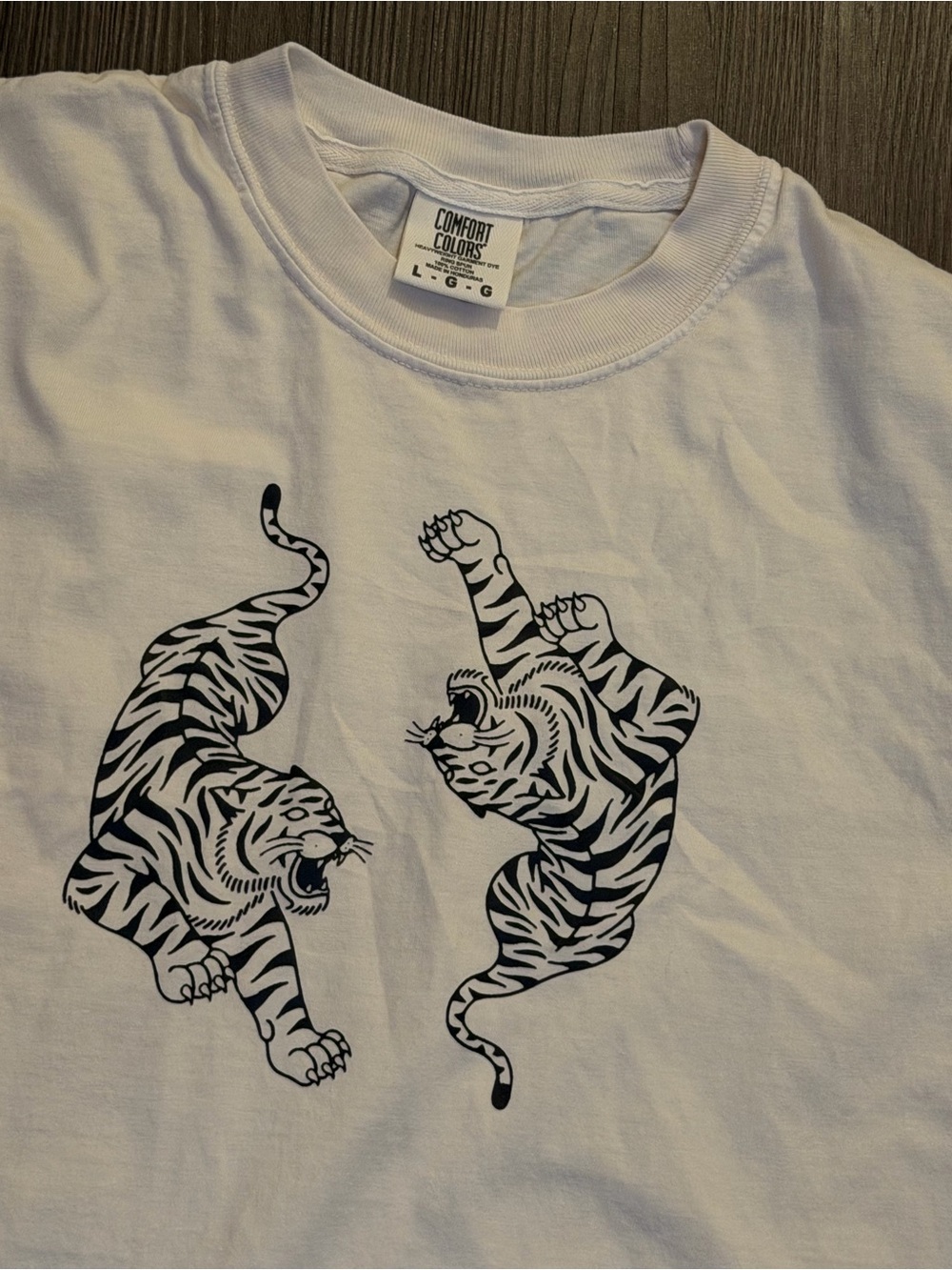 Comfort Colors White Short Sleeve Tee with Black Tiger Graphic - Picture 2 of 3